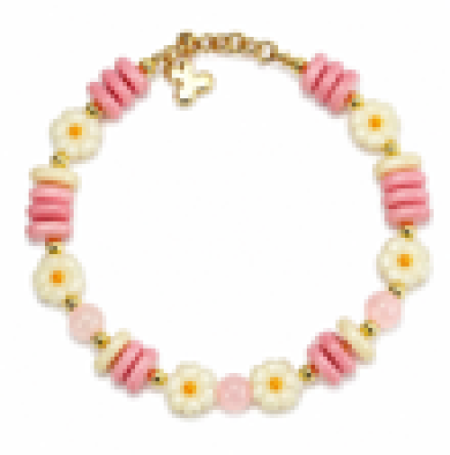 Sweetheart white Daisy Bone Charm Pet Collar