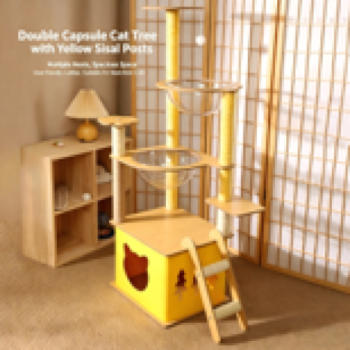 Yellow Double Space Capsule Cat Tree
