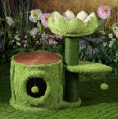 Lotus cat post with rope mat