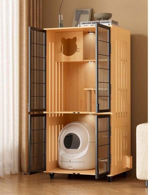 Cat Villa with Wire Mesh Door