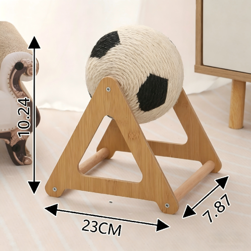Rotatable Football Sisal Cat Scratching Ball with Triangle Bamboo Stand