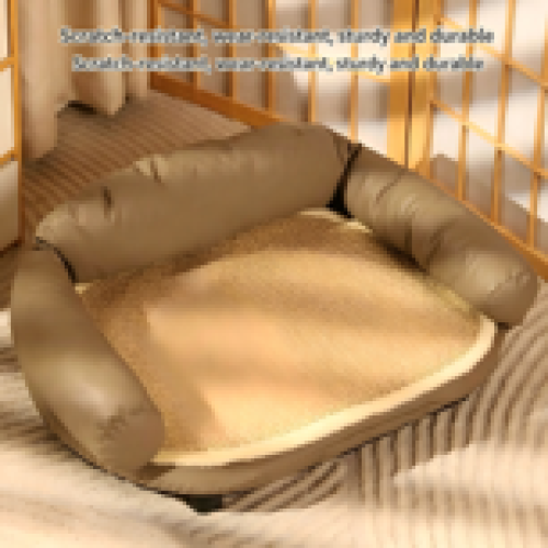Grey Leather Sofa with Cooling Mat